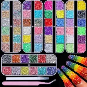 매니큐어 살롱 및 공예 DIY 디자인을 위한 픽업 펜과 곡선 핀셋이 포함된 13200개의 반짝이는 크리스탈