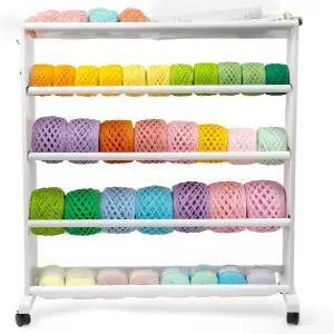 실 보관 정리함 케이크 정리용 5단 나무 카트 롤링 휠 4개가 있는 이동식 랙 뜨개질용 코바늘 및 파우치