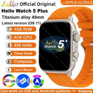 신형 스마트워치 공식 오리지널 헬로 워치 5 플러스 울트라 3 49mm HD AMOLED 4G ROM NFC GPT 나침반 블루