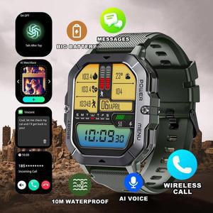 LEADOYS C28 스마트 워치 AI 음성 심박수/수면 모니터링 피트니스 트래킹 2.02인치 HD 터치 스크린 남성용