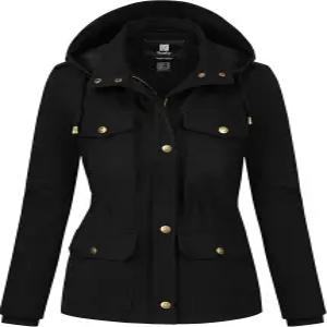 퍼스키 여성용 코튼 아노락 경량 군용 재킷 따뜻한 유틸리티 캐주얼 코트와 탈부착 가능한 후드