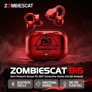 Zombiescat B15 OWS 이어 클립 360 ° 몰입형 스테레오 블루투스 5.4 헤드폰 IPX4 방수 스포츠 TWS 무선 이