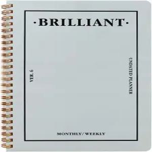 페이퍼리언 브릴리언트 2021 월간 및 주간 플래너 - 와이어바운드 언데이트 북 스케줄러 다이어리(그레이
