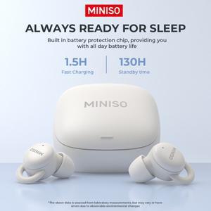 MINISO X10 무선 블루투스 5.4 이어폰, 수면 헤드폰, 마이크 터치 컨트롤, 노이즈 캔슬링, 매우 긴 내구성
