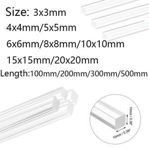 10피스 ~ 투명 사각형 아크릴 스틱 플렉시 유리 바 DIY 도구 막대 홀더 스탠드 맞춤 절단 길이 100 500mm