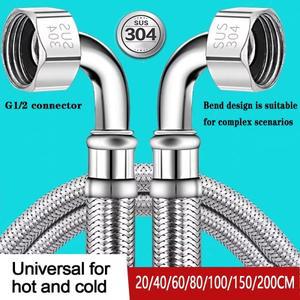 20/40/60/80/100/150/200cm 90 ° 벤드 화장실 인입관 304 스테인리스 스틸 직조 튜브 금속 냉온수 방폭 호