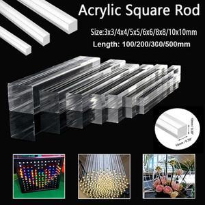 10피스 ~ 투명 사각형 아크릴 스틱 플렉시 유리 바 DIY 도구 막대 홀더 스탠드 맞춤 컷 길이 100 500mm
