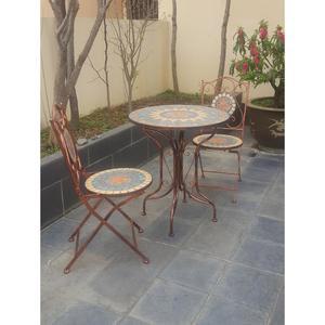 야외 가든 테이블 의자 3종 세트 정원 베란다 철제