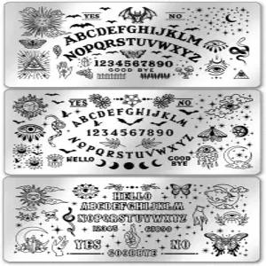 PH PandaHall 3pcs 점술 네일 아트 템플릿 Sun Moon Star 스탬프 플레이트 문자 번호 뱀 이블 오브 즈 나방