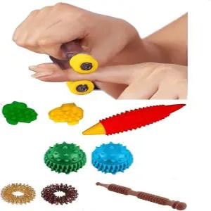 지압 마사지 도구 키트 전신 침술 ~ 손가락 마사지기 수족 링 파워 볼 K롤 엄지손가락 반사학 차트가 있는