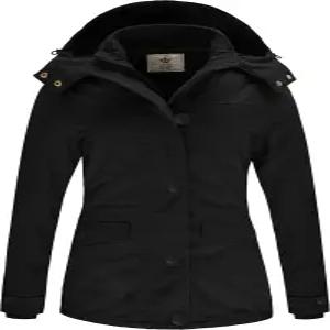 웬벤 여성용 겨울 보온 두꺼운 군용 파카 재킷과 탈부착 가능한 후드