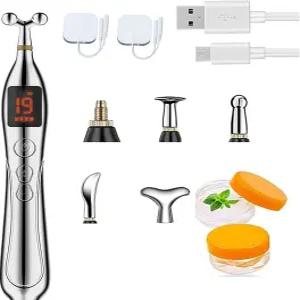 침술 펜 19 강도 레벨 5in1 전자 요법 충전식 강력한 경락 에너지 마사지 도구