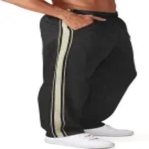 QOSOQ 남성 캐주얼 스웨트 팬츠 경량 드로스트링 허리 운동 스트라이프