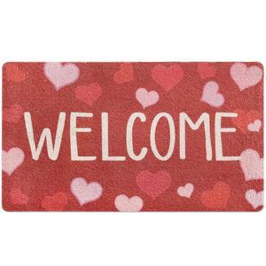 x 환영 러그 인사 용품 로맨틱 레드와 인치 발렌타인데이 러브 집들이 장식 현관 시보린 스위트 출입구 홈 17 선물 실내 야외 핑크 하트 도어매트 30 2월