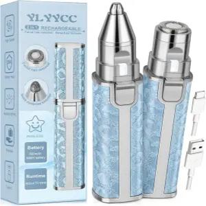 여성용 YLYCC 페이셜 제모 2-in-1 충전식 코털 및 눈썹 트리머 턱 윗입술 아랫입술 부위 복숭아 퍼지