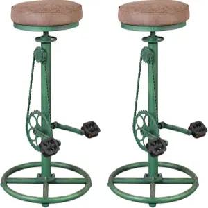 탑파워 빈티지 DIY 바 스툴 자전거 체인 언 페달 레트로 산업 높이 조절 가능한 휠 디자인 의자 2종 세트