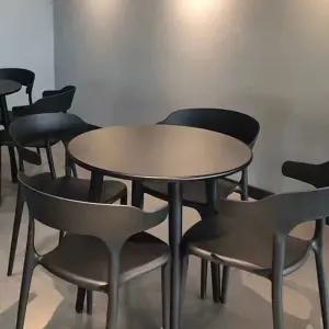 야외테이블세트 4인용 플라스틱 테라스 발코니 펜션 탄소강원형테이블70cm+