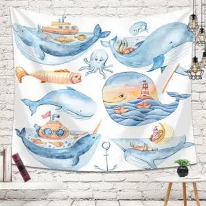 쿨샵 천가림막 벽인테리어 그림포스터 귀여운고래대형 eXG2+3YfZ