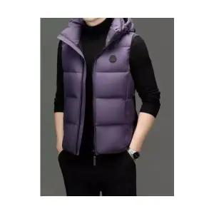 남성 캐주얼 패딩조끼 보아털 생후드 하이웨스트 겨울 솔리드 탈부착 후드 패딩 민소매 조끼 MODU4
