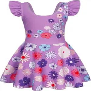 여아용 원피스 프린세스 수영복 반팔 래쉬가드 스커트 110년