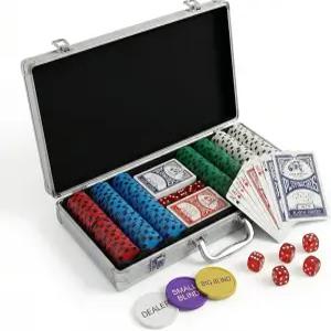LOYCHIP 300 피스 포커 칩 세트 알루미늄 케이스가 포함된 11.5g 헤비급 언 코어 카드 딜러 및 블라인드