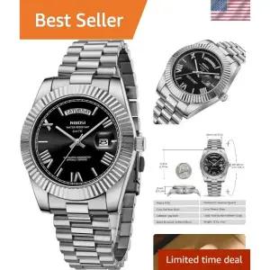 클래식 장미 골드 and 실버 쿼츠 시계 [세금포함] [정품] for Men - 조정가능  Durable 손목시계 패션시계