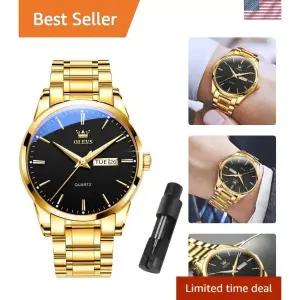 클래식 Men Big 다이얼 시계 [세금포함] [정품] - Scratch-Resistant 렌즈  우아 Deployment Clasp 손목시