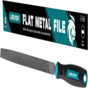 LIBRATON 8인치 플랫 메탈 파일 도구 인체공학적 손잡이가 있는 고탄소강 금속 가공용 핸드 목재 플라스틱
