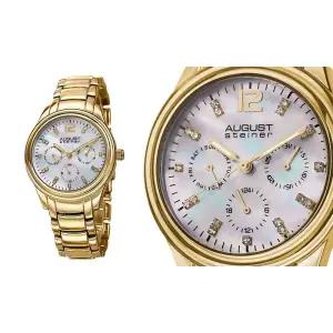 August Steiner AS8076YG 여성 Multi기능 크리스탈 Mor-of-진주 골드 Tone 명품시계 손목시계 시계 패션시