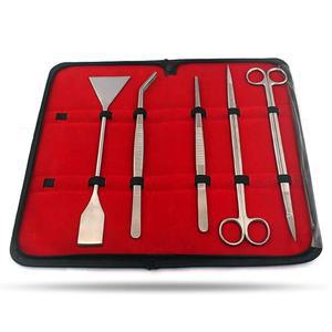 정밀 캐나다: 5pcs 길이의 수족관 아쿠아스케이핑 키트, 스테인리스 스틸 탱크 수생 식물 집게 가위 핀셋 주걱 도구 케이스 포함