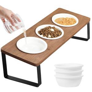 실내 고양이 선후 그릇 기울어진 음식물 물 접시 스탠드 6개 정형외과용 나무 애완동물