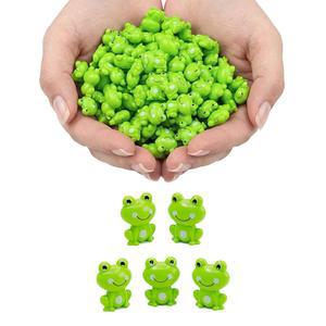 라이온웰 100팩 미니 녹색 플라스틱 개구리, 미니어처 정원, 마이크로 조경, 다육식물 화분, 이끼 냄비 및 작은 집 장식용 피규어