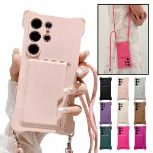 데켄스 갤럭시 S25 울트라 플러스 FE 핸드백 목걸이 스트랩 카드홀더 실리콘 핸드폰 휴대폰 케이스 M1077