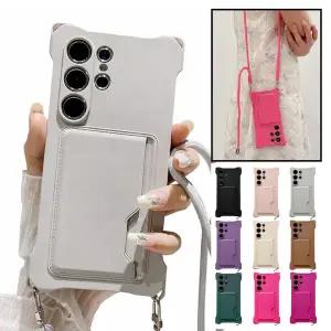 데켄스 갤럭시 S24 울트라 플러스 FE 핸드백 목걸이 스트랩 카드홀더 실리콘 핸드폰 휴대폰 케이스 M1077