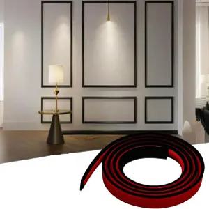 블랙 필 및 스틱 월 트림 문과 벽을 위한 20피트 자체 접착 몰딩 방수 탈착식 의자 레일 도구 없이 쉽게