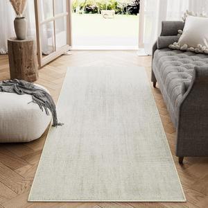 진찬 모던 러너 러그 2x6 세탁 가능 복도 그리드 실내 바닥 커버 기하학적 현대식 논 슬립 소프트 카펫 주방 침실 세탁실 홈 오피스 아이보리