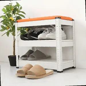 현관 좌식 의자형 신발장 철제 벤치 수납함 정리대 슬리퍼 보관 선반 거치대 앉는