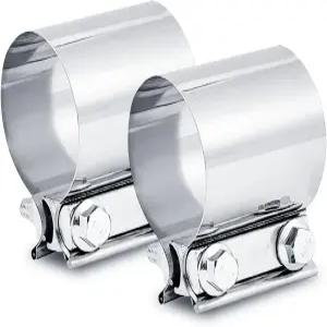 ELSHINE 1.5인치 배기 클램프 1.5 버트 조인트 밴드 파이프 머플러 슬리브 커플러 스테인리스 스틸 304