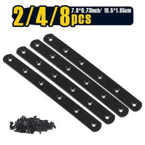 8개 블랙 스트레이트 수리 플레이트 나사 스테인리스 고정 19X195MM 브래킷 스틸 플랫 브레이스 연결 브래킷