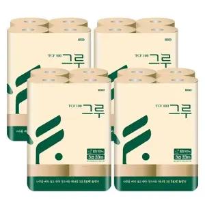 [삼정펄프] 그루 대나무 천연펄프 무표백 화장지 3겹 33M 12롤x4팩