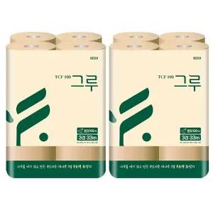 [삼정펄프] 그루 대나무 천연펄프 무표백 화장지 3겹 33M 12롤x2팩