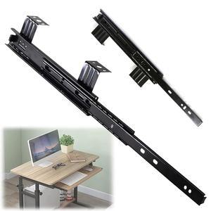 10-12인치 키보드 트레이 슬라이드 풀 익스텐션 볼 베어링 서랍 45kg 적재 용량 3겹 수리 키트(언더 데스크 플랫폼/선반/드로워, 분리 가능, 1쌍 블랙 메탈)