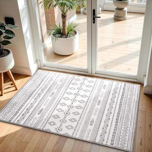 입구용 테루그 보호 에어리어 러그, 주방용 미끄럼 방지 고무 뒷면이 있는 회색 2x3 세탁 가능 침실 욕실 바닥 장식용 부드러운 검버섯 얼룩 소형 카펫