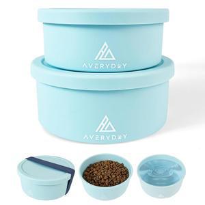 에이버리데이 50온스 여행용 개밥 뚜껑 식수용 2in1 휴대용 애완동물 밥그릇 야외 캠핑용 물그릇