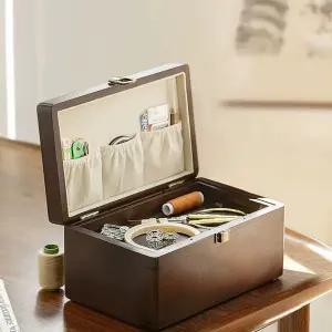 클래식 우드 원목 바느질함 카페 의자 반짇고리함 등받이