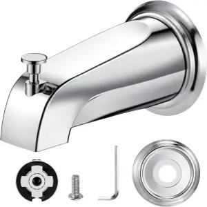 다이버터가 있는 욕조 분사구 1/2인치 구리 파이프용 슬립 핏 수도꼭지 교체 금속 커버 링(크롬) 포함