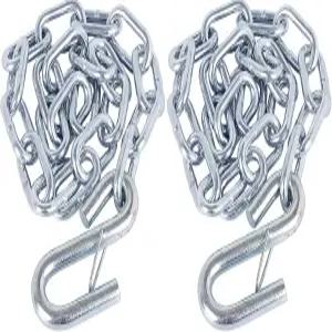 NBJINGYI 3/16인치 X 27인치 2PCS 등급 30 트레일러 보트 구스넥 안전 체인 스프링 클립 S 후크 하나 포함