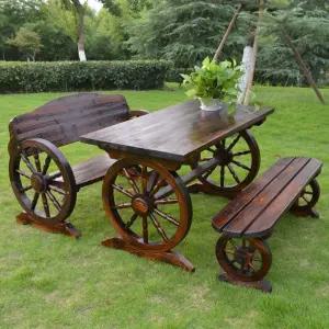 원목 야외용 테이블 바퀴 공원 테라스 디자인 야외용테이블