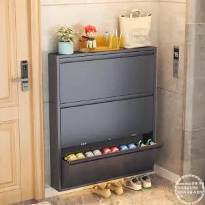 신발 수납장 3단 보관함 655x122x1033mm 틈새신발장 서랍장 현관 슬림 몽땅