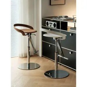 업소용 스탠딩 가죽 브라운 스툴 바의자 높이조절 접이식 스테인리스 스틸 플랫